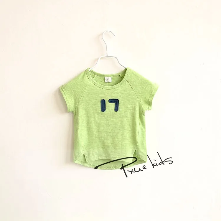 Новинка лидер продаж летняя детская футболка в корейском стиле хлопковая футболка для мальчиков одежда для мальчиков футболки для девочек - Цвет: green