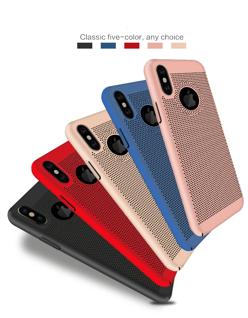Demelfu Ultra Slim Breathe Phone Case For iPhone 7 6 8 Plus X 5 5s SE Hollow Heat Dissipation Hard PC Cases For iPhone Fundas