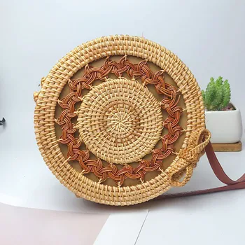 

Woman Bag Circle Handwoven Bali Round Retro Rattan Straw Beach Crossbody torebki damskie bags for women 2019 torebka damska