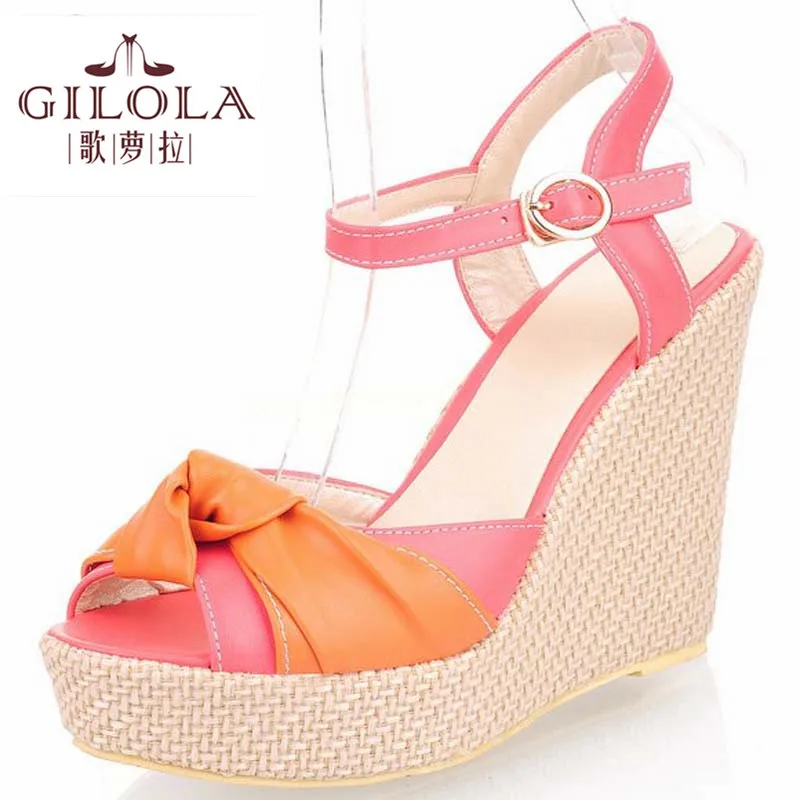 

2016 new platform wedge high heels women sandals ladies summer shoes ladies women's shoes woman white black shoes #Y0569406F