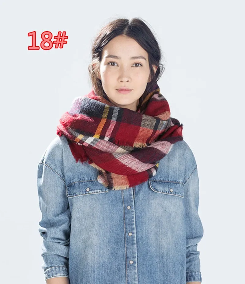 Sciarpa Elegante Per Donna Imitazione Cashmere Casual Plaid Nappa Lavorata A Maglia Studente Inverno Caldo Coperta Spessa Femminile Scialle Lungo - Foto 7