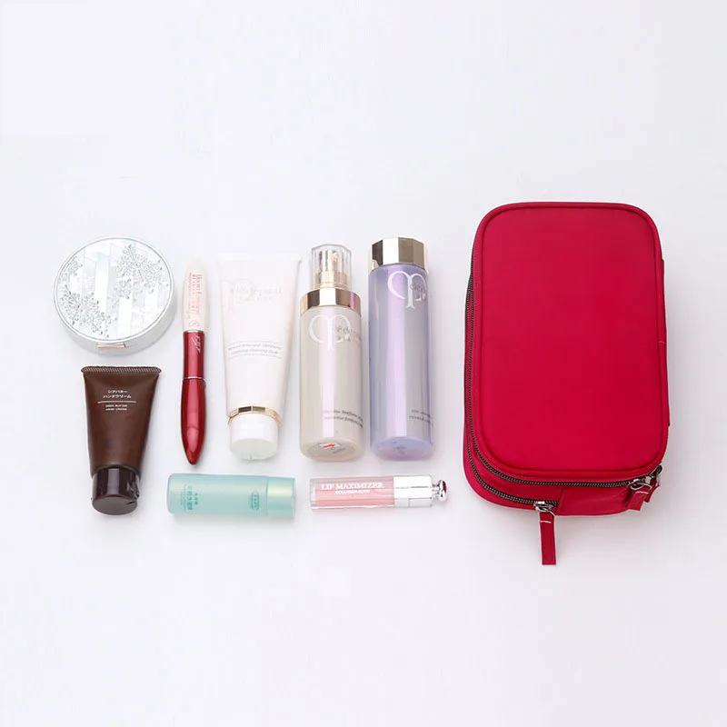Solid color nylon layered cosmetic bag travel portable cosmetics large capacity storage bag practical Korean package Solid color nylon layered cosmetic bag travel portable cosmetics large capacity storage bag practical Korean package