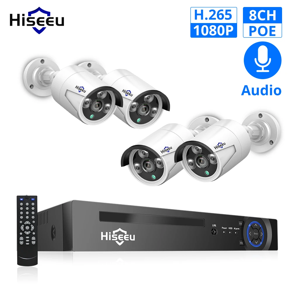  8CH POE NVR kits IEEE802.3af 48V CCTV system 1080P indoor outdoor camera waterproof 2MP security vi