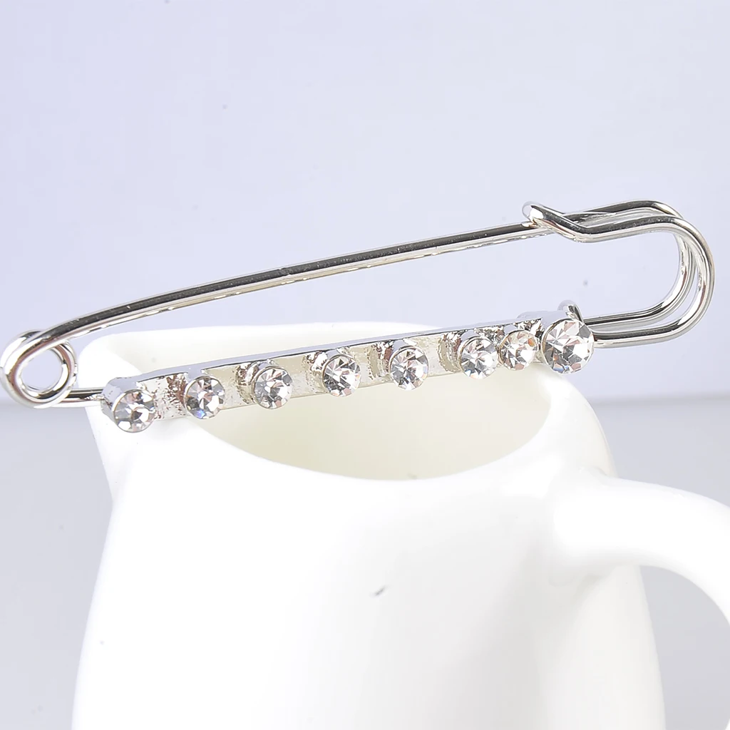 Stunning Crystal Safety Pin Scarf Coat Gown Clip Collar Lapel Pin Wedding Party Men Women Clothing Decorations