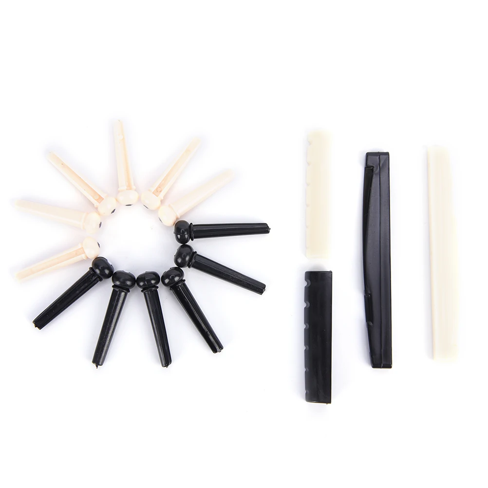 

6 Bridge black/white color Pins + saddle + bridge saddle Bone for Acoustic Guitar