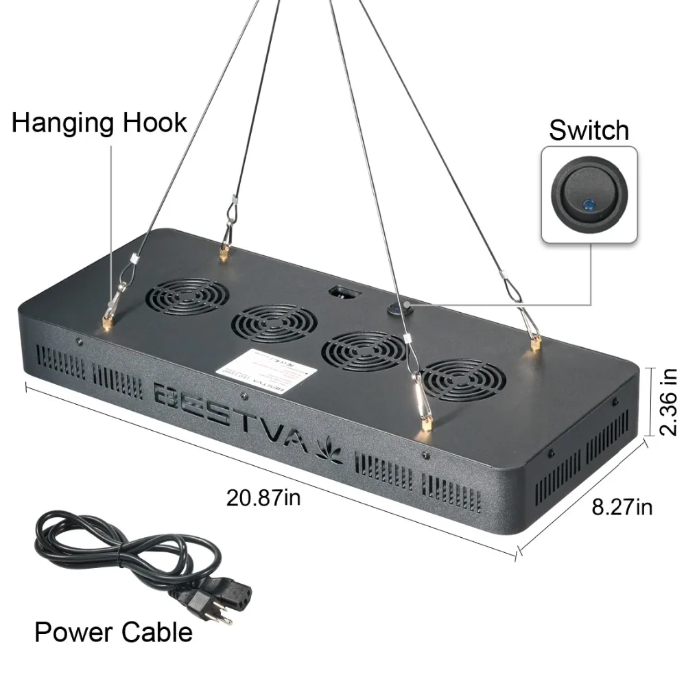 4 шт. BESTVA 2000 Вт Светодиодный светильник для выращивания растений полный спектр светильник для растений UV/IR veg цветение семян для комнатных растений Veg цветок теплица