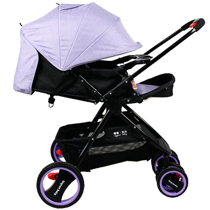 

Four Wheels Stroller High double push light baby stroller four wheel shock absorber stroller folding Baby Stroller