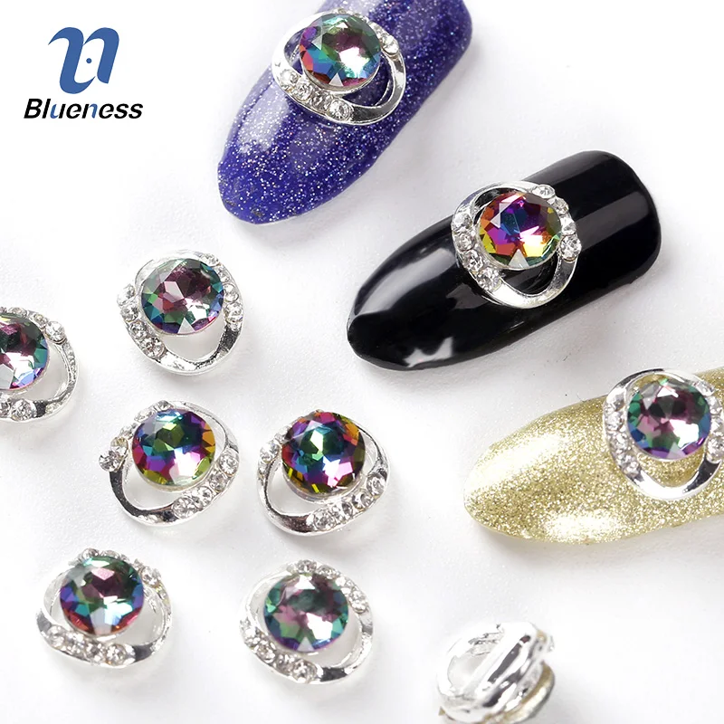 

Blueness 10Pcs 3D Glitter Nail Art Decorations Jewelry Rhinestones Alloy Studs Design Manicure Nail UV Gel Accessories TN2253