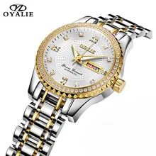 OYALIE Top Brand Luxury Ladies Mechanical Wristwatch Automatic Gold Dial Week/Date Women Watches Luminous Diamond Watch Clocks