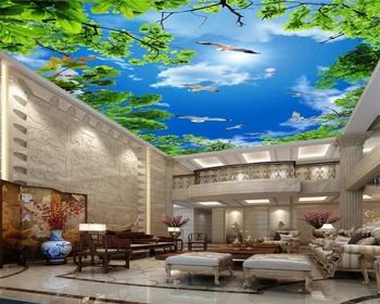 

beibehang 3d wallpaper walls HD blue sky white clouds seagull living room bedroom wallpaper ceiling wallpaper papel de parede