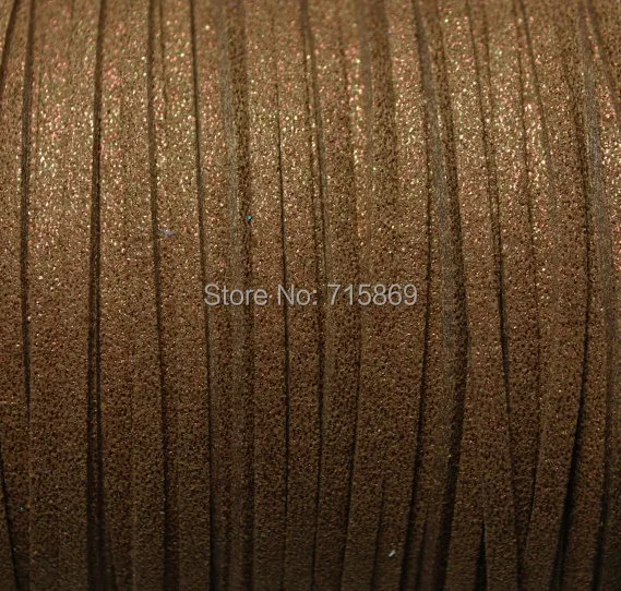 

Free Ship 100 Meters 10mm x 1.5mm Metallic Brown Flat Faux Suede Leather Cord For Necklace and Bracelet