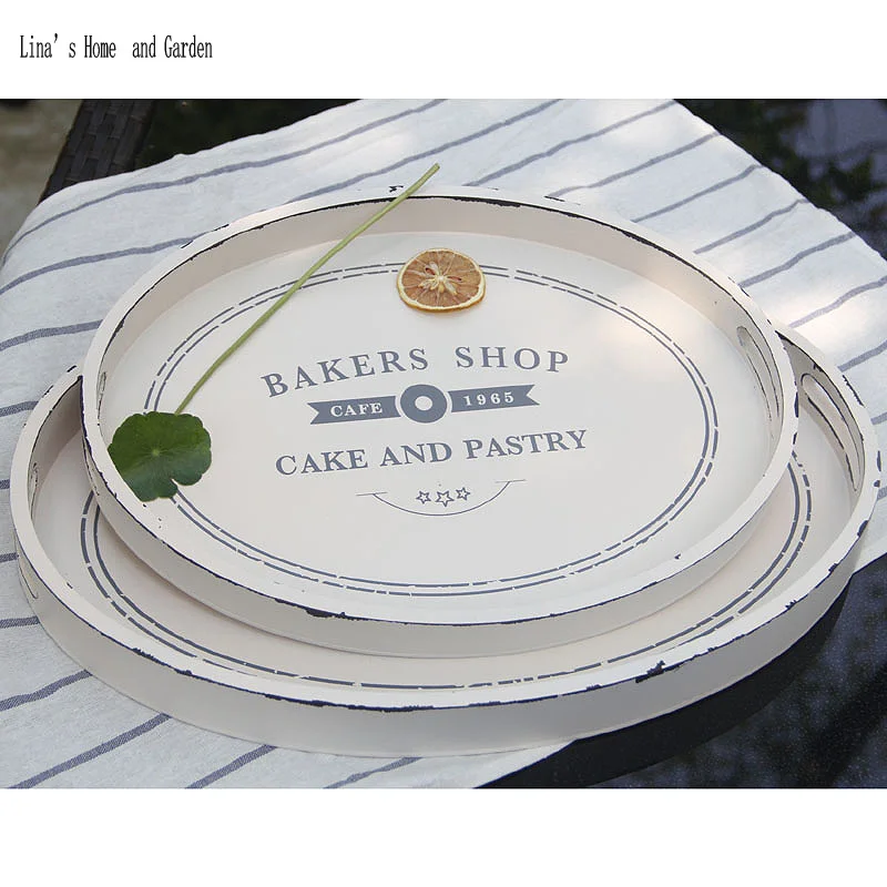 

handmade oval antique shabby chic wooden white tray set