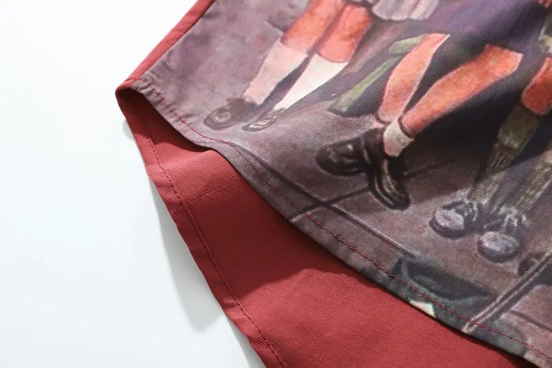Vintage Painting Print Dress Shirts 8