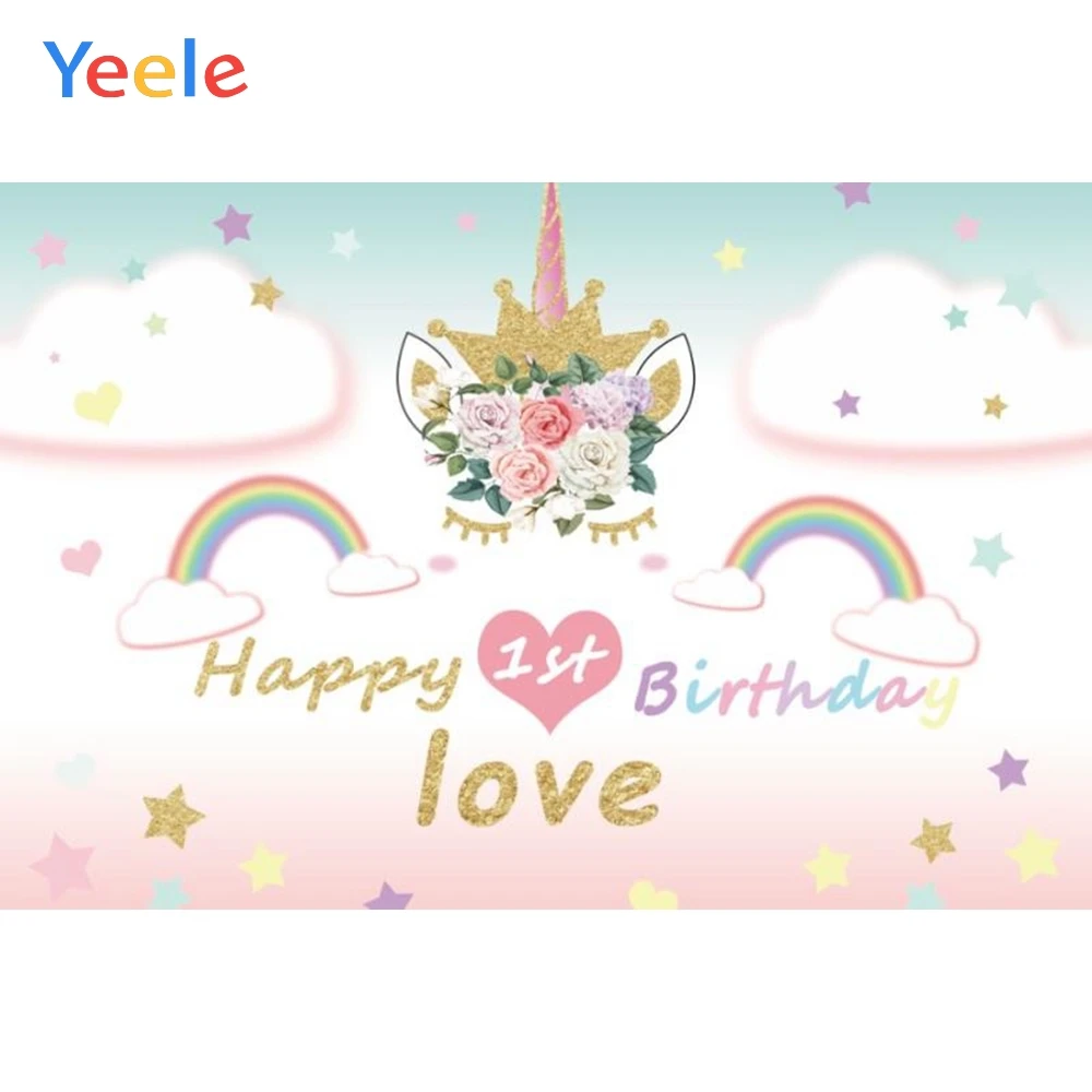 

Yeele Unicorn Party Baby 1st Birthday Portrait Photography Backdrops Customized Photographic Backgrounds Photocall Photo Studio