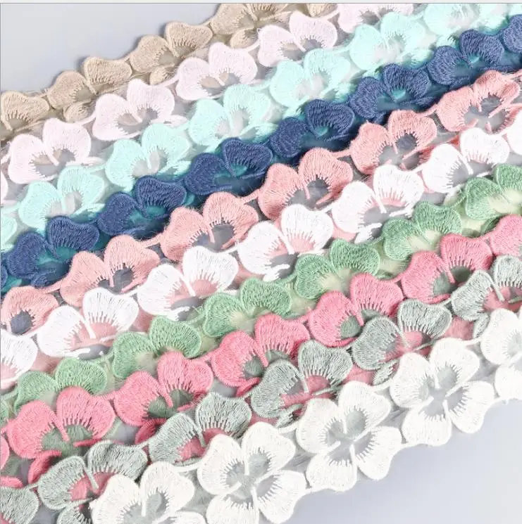 Cotton Flowers Petals Knitting Lace Trim Embroidered DIY Handmade