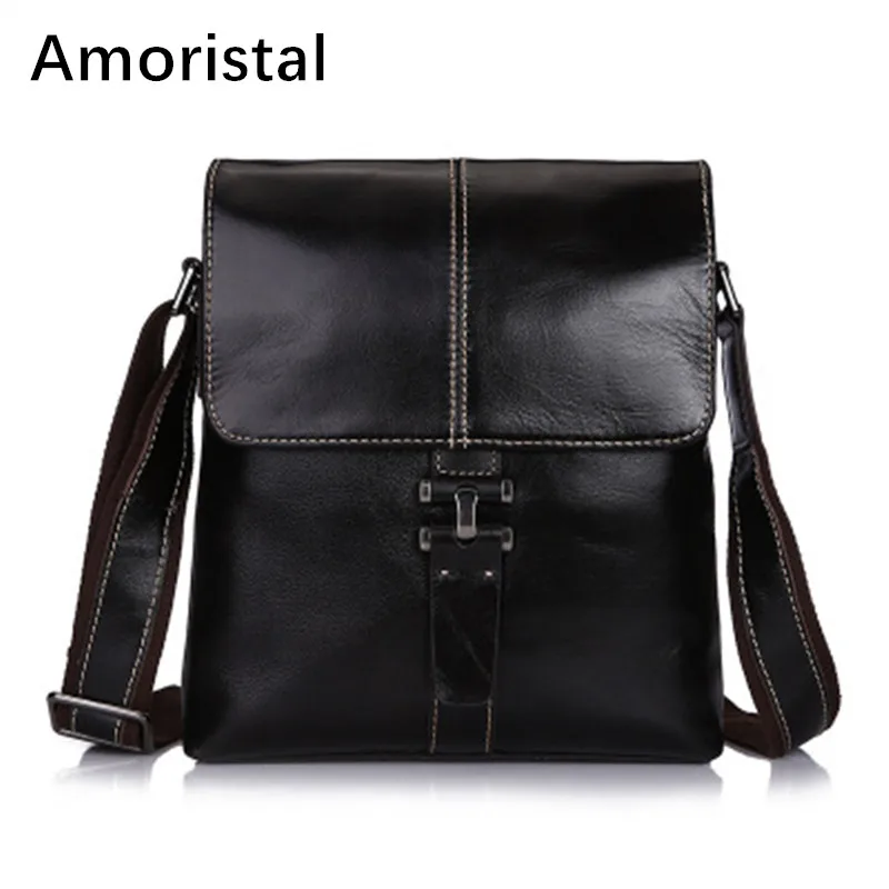 

Men's Leather Bag Genuine Leather Men Bag Male Shoulder Crossbody Bags Casual Handbags Small Men Messenger Bags IPAD Holder B052