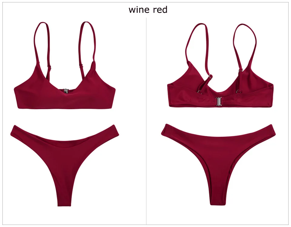 016 wine red bikini