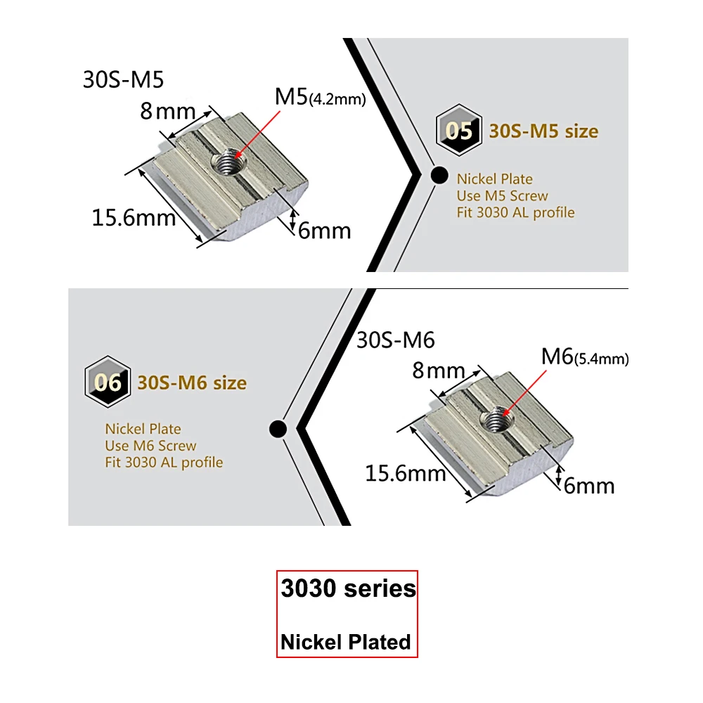 100 шт. 50 шт. 30 шт. M3 M4 M5 M6 T блок квадратные гайки Т-образные раздвижные молотки гайки для крепежа алюминиевый профиль 3030
