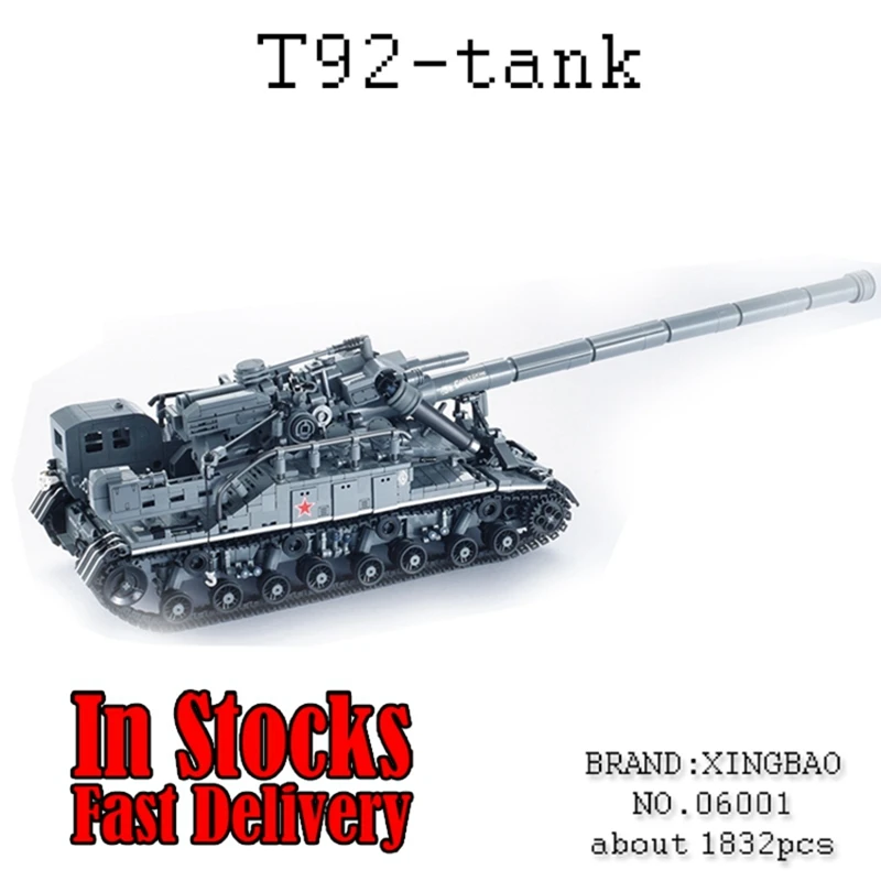 

XingBao 06001 1389Pcs MOC Military weapon Series The T92 Tank Model Building Blocks Bricks Educational Toys For children Gifts