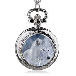 Новая мода Дизайн волк узор кварцевые карманные часы кулон Цепочки и ожерелья Для мужчин и Для женщин часы Jewelry подарки HB958-18