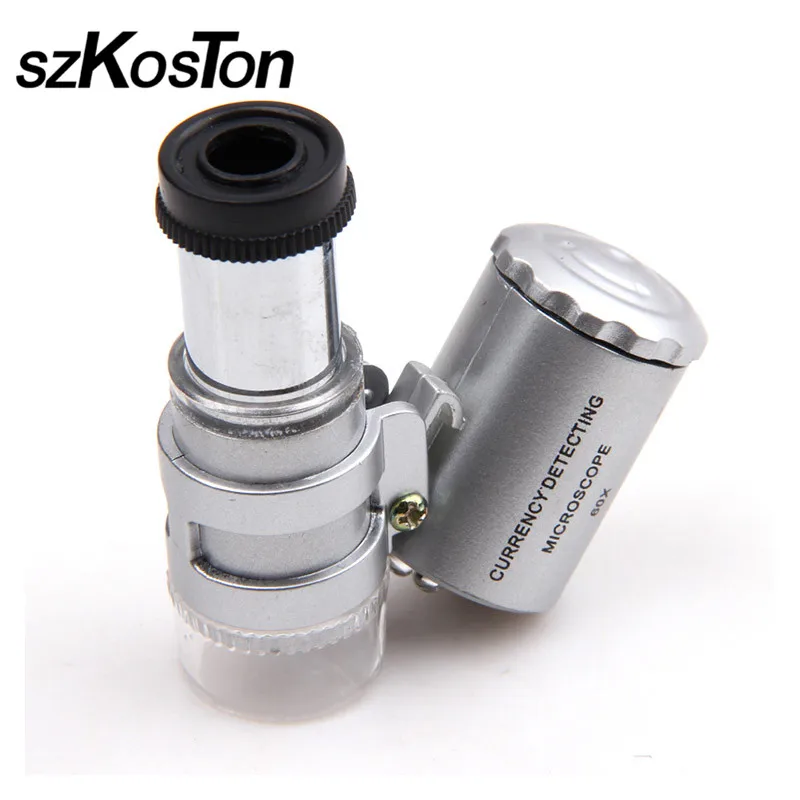 

60X Universal Smartphone Portable Clip LED Microscope Magnifier Loupe UV Currency Detector Flashlight Mobile Phone Lens Lamp