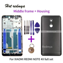 Full Housing Middle Frame For Xiaomi Redmi Note 4X LCD Front Frame Middle +Metal Battery Back Cover Repair Part With Tools