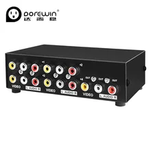 Dorewin 4 Port AV Switch Switcher 4 in 1 out Audio Video Converter Box 3RCA convert to HD TV AV Adapter