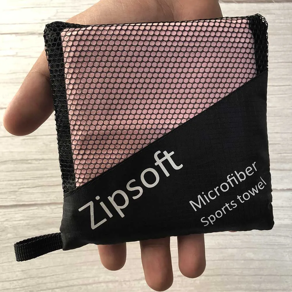 Zipsoft, быстросохнущее полотенце для путешествий, ультралегкое компактное полотенце для плавания, микрофибра, для рук, для спортзала, кемпинга, туризма, антибактериальное - Цвет: Розовый