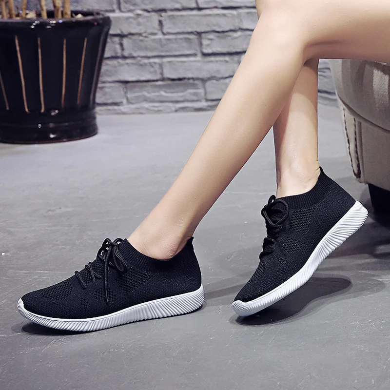 

Drop Shipping SHUJIN 2019 Women Casual Shoes 2019 Fashion Mesh Sneakers Flats Platform Summer Lace-up Breathable White Shoes