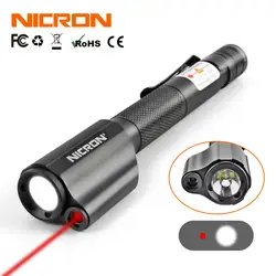 Nicron мини ручка Стиль фонарик с красным лазером для Руководство Применение Водонепроницаемый IP65 2 АА Батарея 120LM мини факел лампы освещение
