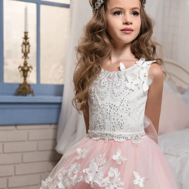 Ropa para adolescentes, vestidos de flores de 13 años para bodas, vestido de fiesta de marfil para niños de 15 años, vestido de noche encaje rosa - AliExpress