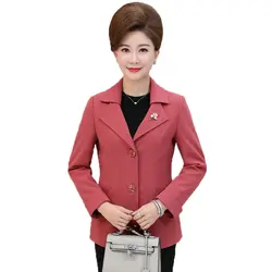 Waeolsa Китай женские Короткие Блейзер красный зеленый фиолетовый розовый куртка костюм среднего возраста Женские зубчатый блейзеры с