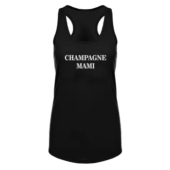 

Womens Champagne Mami Fitness Workout Racerback Tank Tops Summer Top