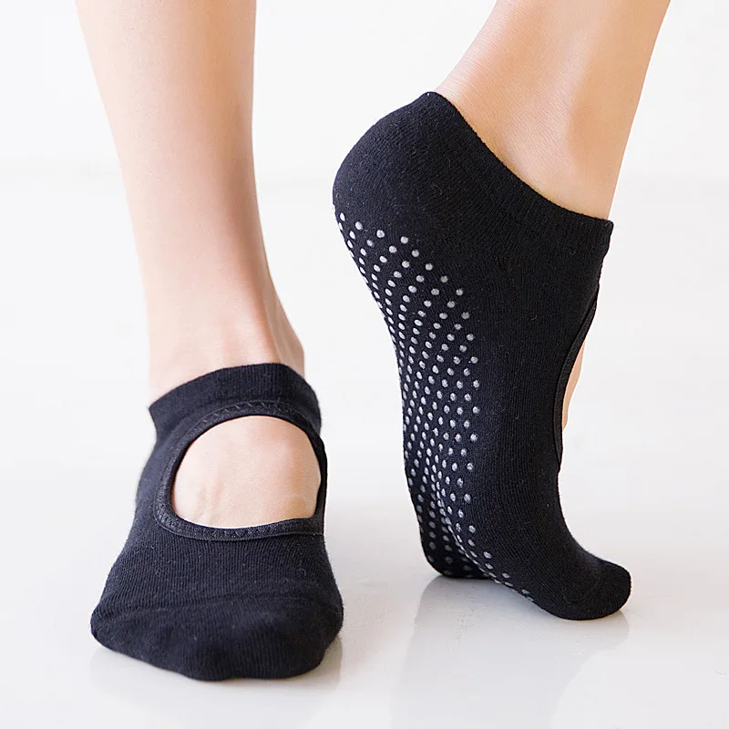 

1 Pairs High Quality Yoga Socks New Non-slip Backless Breathable Pilates Ballet Socks Fitness Sports Women Cotton Colorful Socks