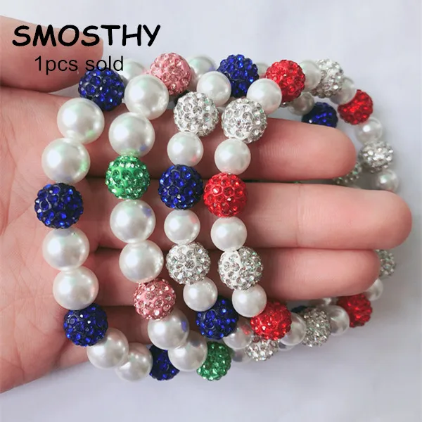 

High AKA DST ZPB bling pearl clay stone beads elastic bracelet colors sorority DIY available wholesale.OGL152.1pcs