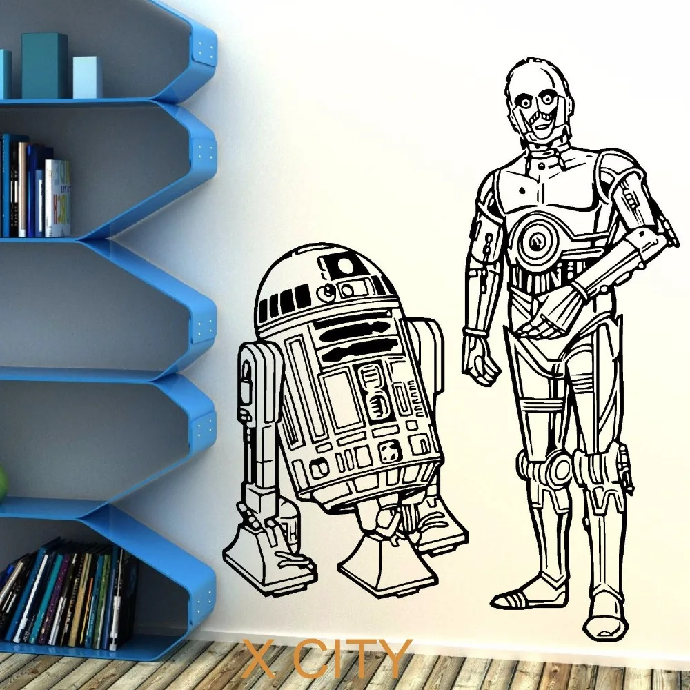 Звездные войны R2D2 и C3PO DROIDS DUO виниловая настенная наклейка для детей дверей окон в