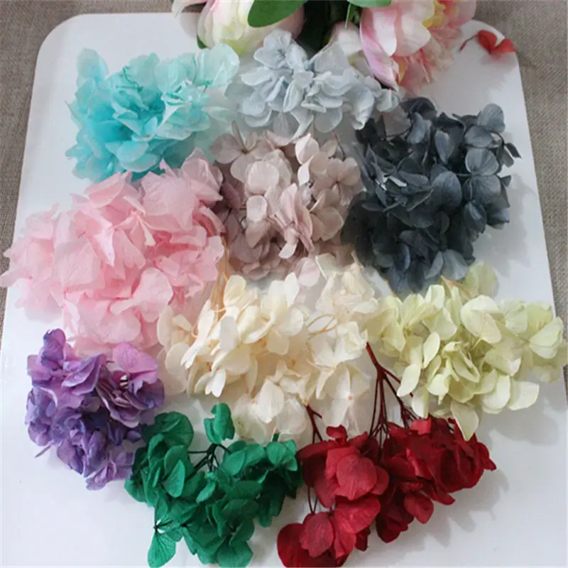 

High Quality Eternal Dried Flower Hydrangea Artificial Flower Bride Wedding Decoration DIY Clip Art Fake Flower