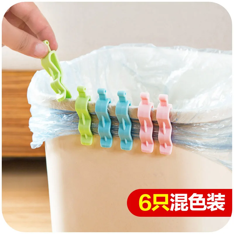 

6 pcs/lot KECTTIO Creative Multicolor Garbage Bags Non-Slip Clip Practical Plastic Clip for Trash Can Household Organizer Clips