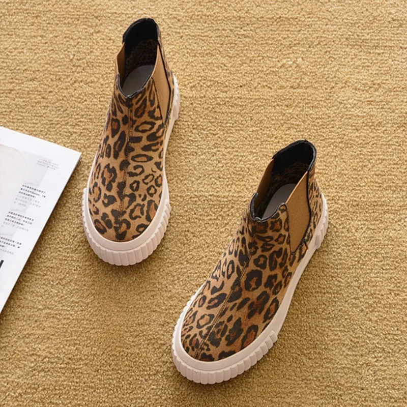Модная зимняя обувь; женские ботинки «Челси»; коллекция года; леопардовая зимняя обувь на толстой подошве; теплые плюшевые женские ботинки; женские ботильоны; YX362 - Цвет: Leopard grain winter