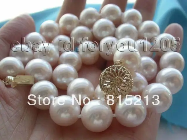 

ddh001551 Genuine Natural 12-13mm Round White Pearl Necklace 14KT