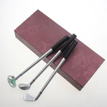 9,6" х 3,80" х 1,6" Гольф Подарочный Набор Необычные Винтаж подарок случай 3 шт. Гольф-клубы 7," мини-гольф клюшки-образный сплав шариковая ручка для гольфист
