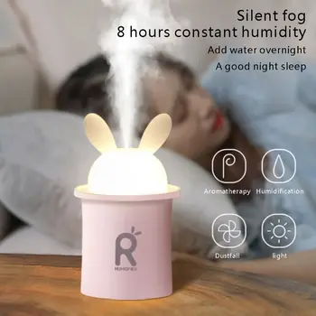 

250ML USB Essential Oil Diffuser Ultrasonic Air Humidifier For Baby Pregnant Cartoon Rabbit LED Light Lamp Car Air Purifier
