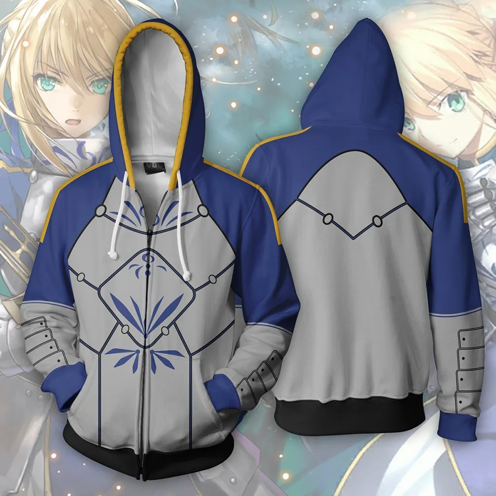

Game Fate stay night Cosplay Arutoria Pendoragon Anime Hoodie Costume Sweatshirt Jacket Coats Men and Women New
