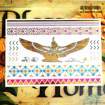 

SHNAPIGN 24 style Temporary Tattoo Body Art, golden mummy Designs, Flash Tattoo Sticker Keep 3-5 days Waterproof 21*15cm