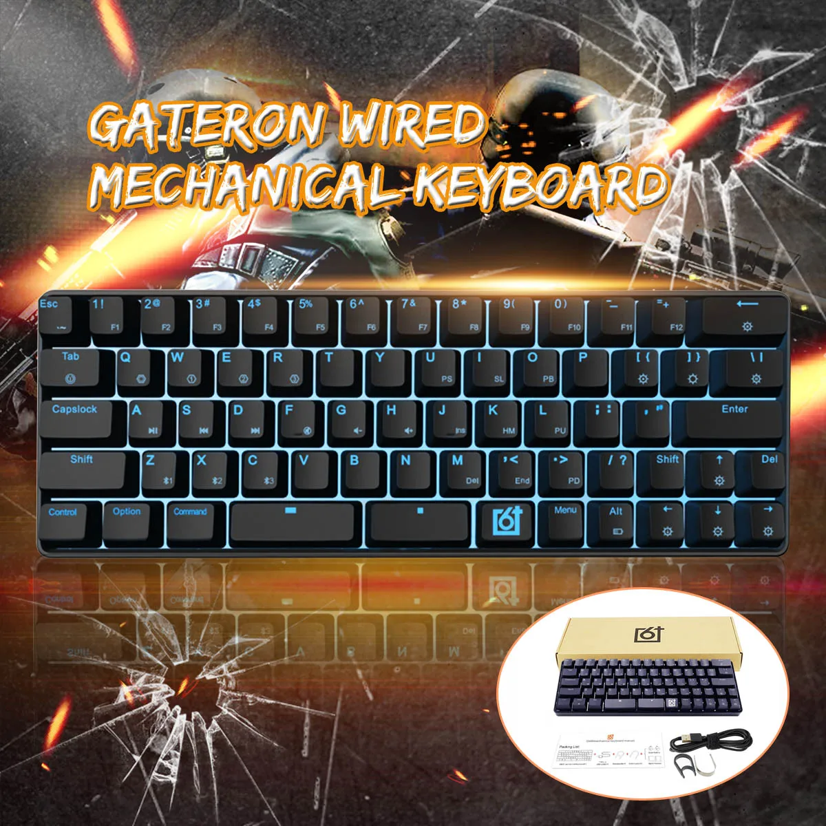 

Gateron Optical Switch GK66 USB-C Wired Split-Spacebar Hot-swappable RGB Mechanical Gaming Keyboard