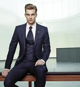 

The new three-piece black men's suit suit custom groom wedding men's dress party best suit (coat + vest + pants)