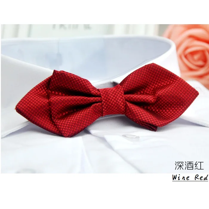 Для мужчин Официальный галстук-бабочка сплошной плед Бабочка Свадебная вечеринка галстук-бабочка - Цвет: JJ17 Wine Red