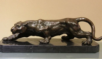 

bi002025 Western Art Deco Copper Bronze Marble Lifelike Tiger Figurine Sculpture Statue
