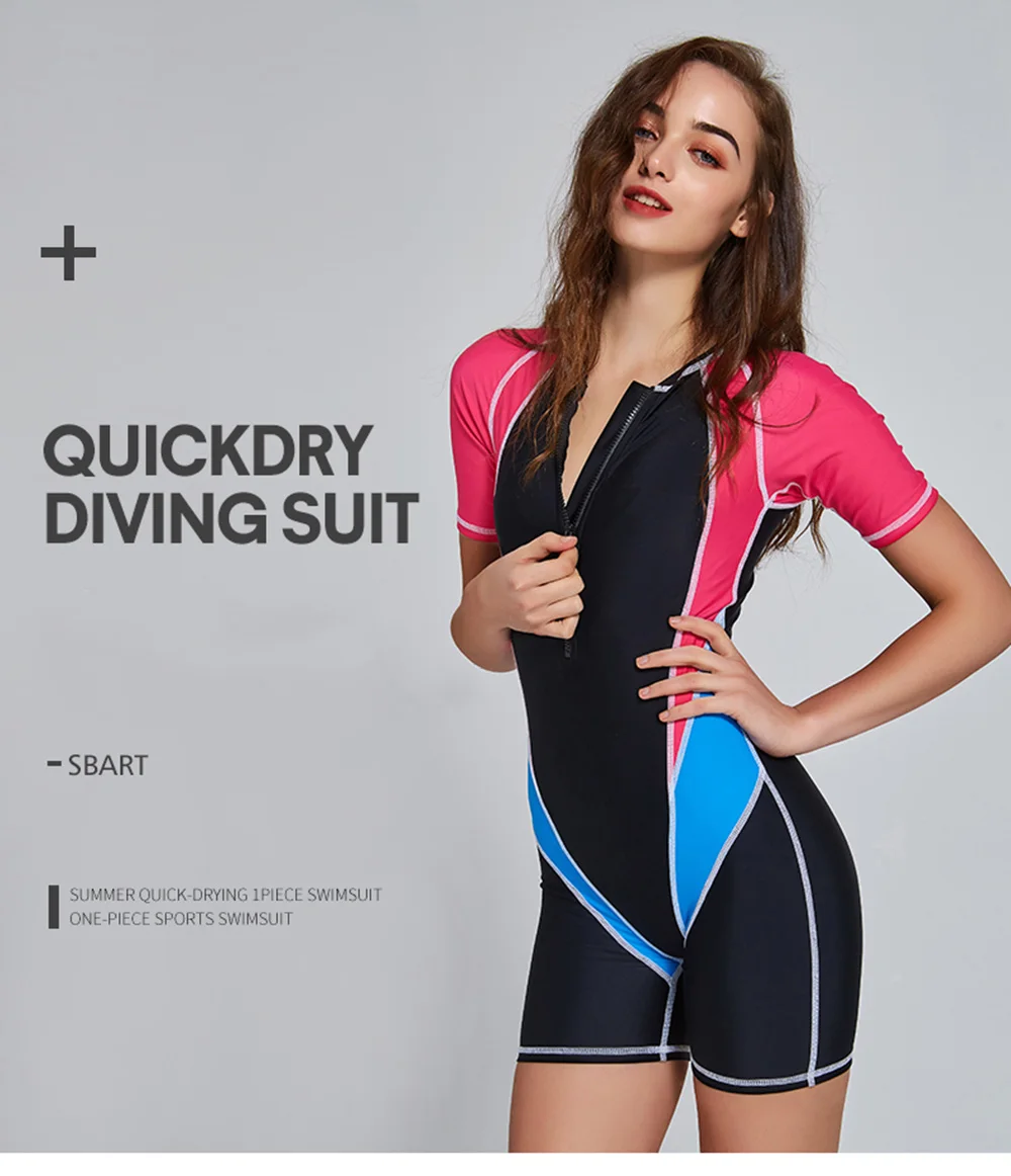 Цельный купальный костюм купальная одежда с коротким рукавом Rashguards боди с молнией одежда для серфинга Гидрокостюмы женские купальные костюмы Парусный Спорт Плавание