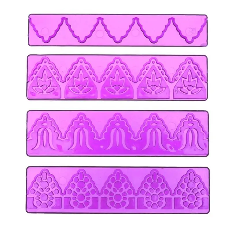 

4Pcs/Set Baking Fondant Tools Cake Sugar Skirt Mold Acrylic Embossing Printing Molds Lace Biscuits Cake Decorating E5M1